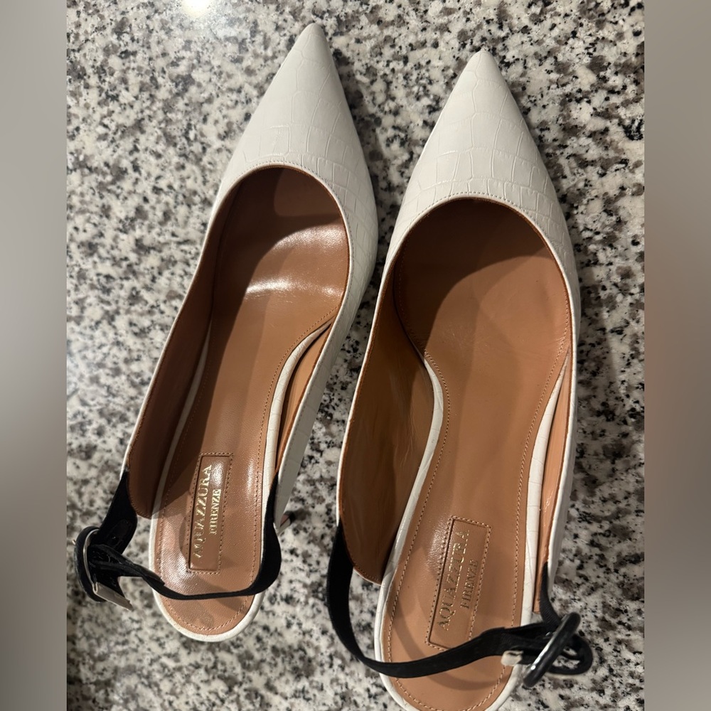 Aquazzura White and Black Heels